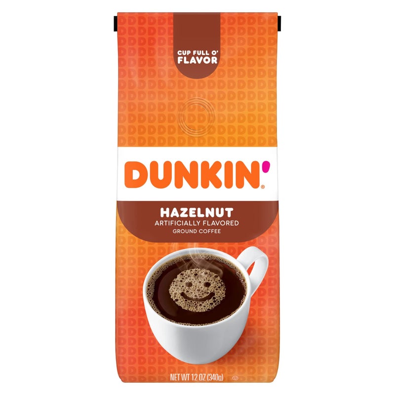 Dunkin Donuts Dunkin' Hazelnut Flavored Ground Coffee, 12 Ounce - Image 1